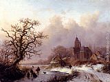Famous Winter Paintings - A Frozen Winter Landscape